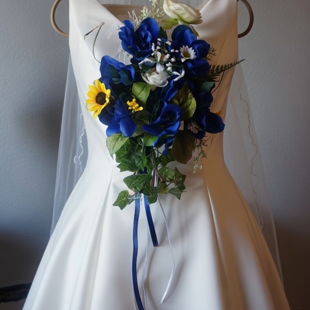 #7 Elegant Blue and White Floral Wedding Bouquet